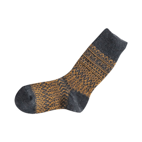 Jacquard wool socks (navy/orange)