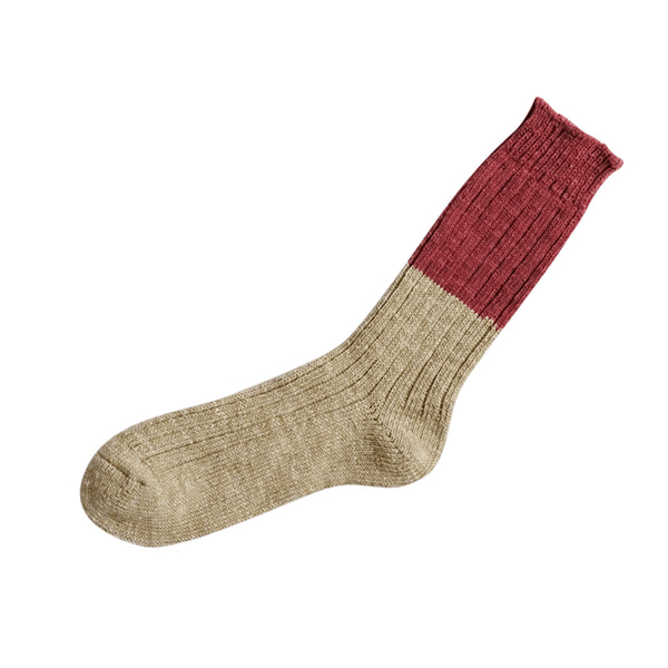 Wool & cotton slab socks (red)